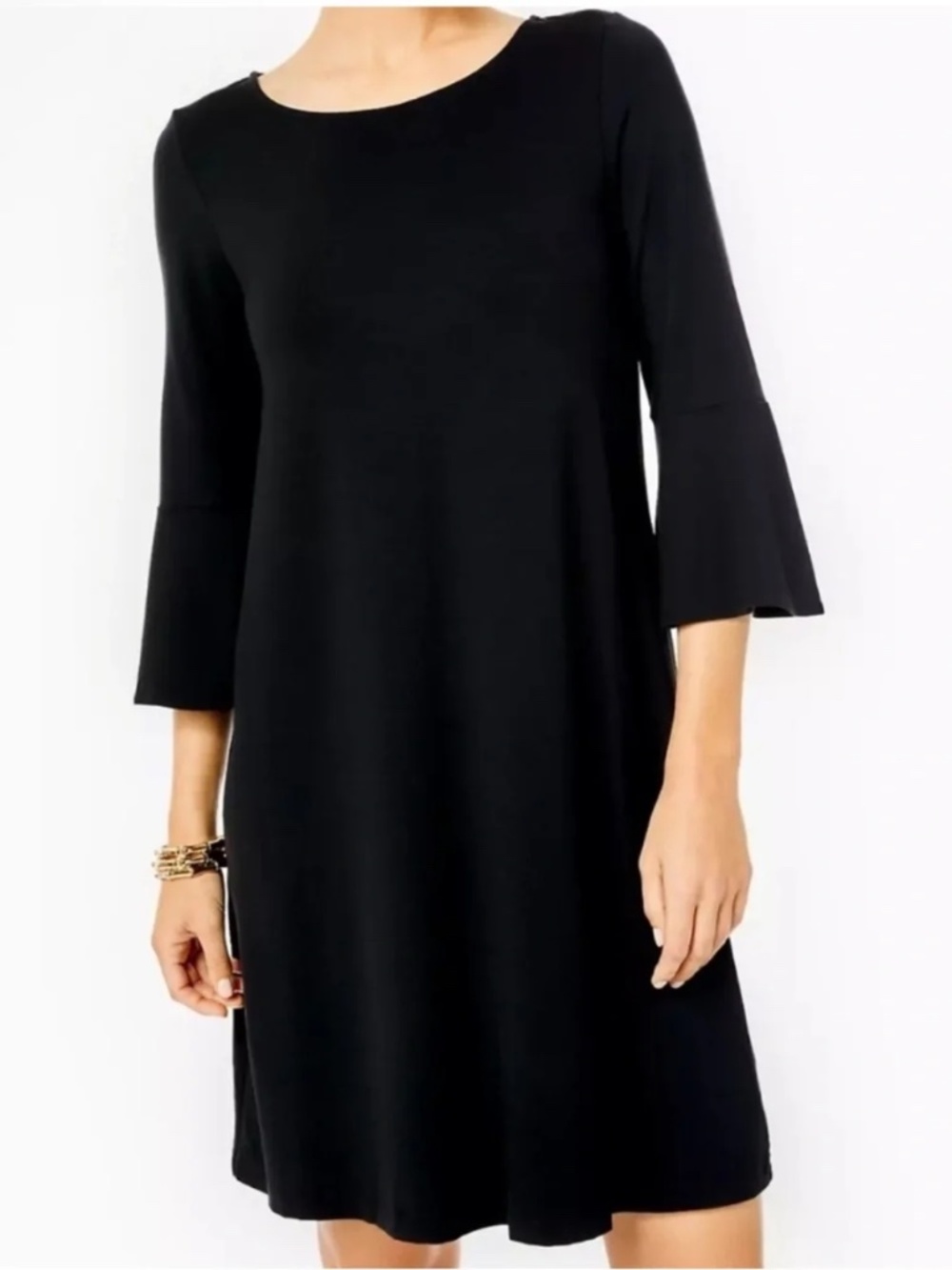 Lilly Pulitzer Ophelia Swing Dress Onyx Black Flounce Bell Sleeve Size Small